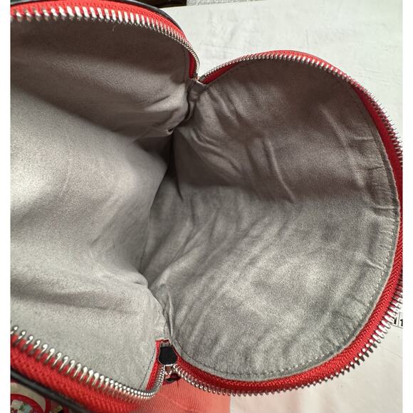 Vince Camuto Red Leather Crossbody Bag Zip Fold Over Adjustable Strap - Picture 7 of 12